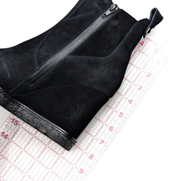 Vaneli Women Black Suede Waterproof Elastic Chelsea Wedge Boots size 8.5 - Picture 5 of 10